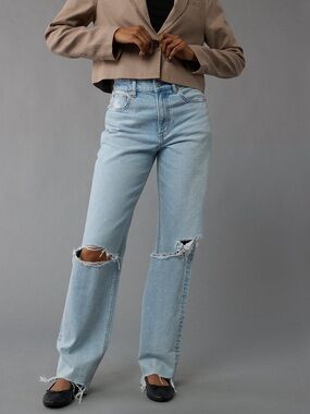 American Eagle Super High Rise Baggy Straight Jeans Size 6